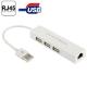 Adaptor USB - retea LAN Ethernet RJ-45 + HUB USB OTG 3 porturi